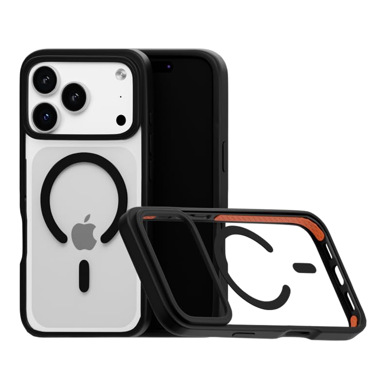 iPhone 17 Pro (Compatible with MagSafe) Non Yellow Military-Grade Drop Protection Back Cover - Black