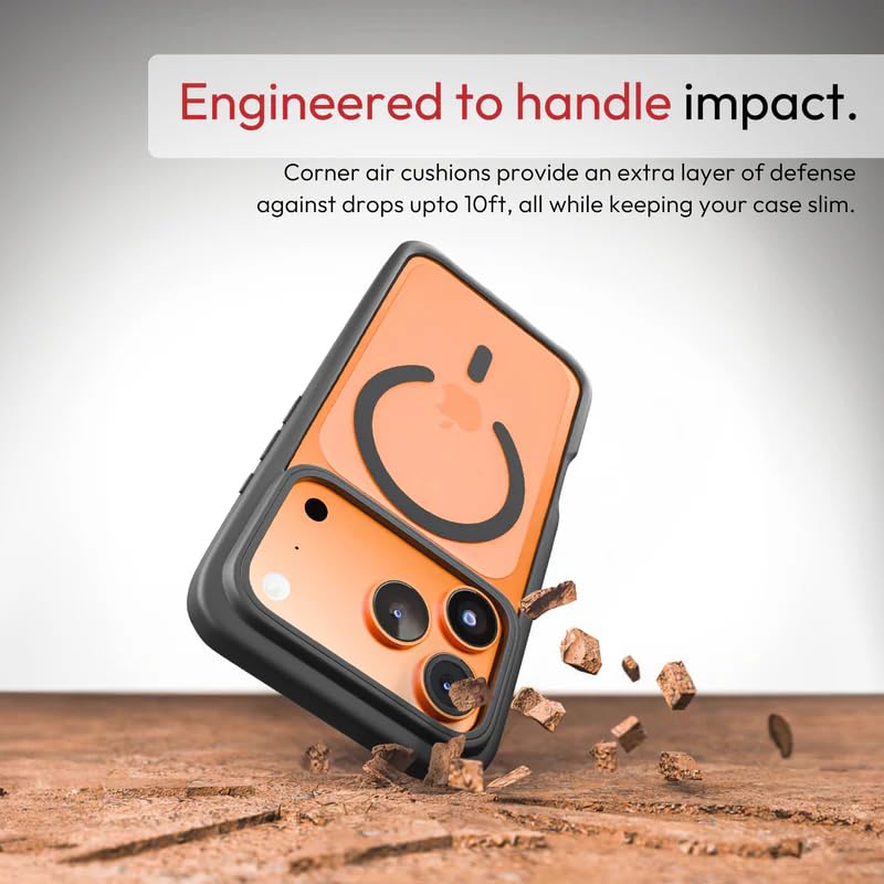 iPhone 17 Pro (Compatible with MagSafe) Non Yellow Military-Grade Drop Protection Back Cover - Black