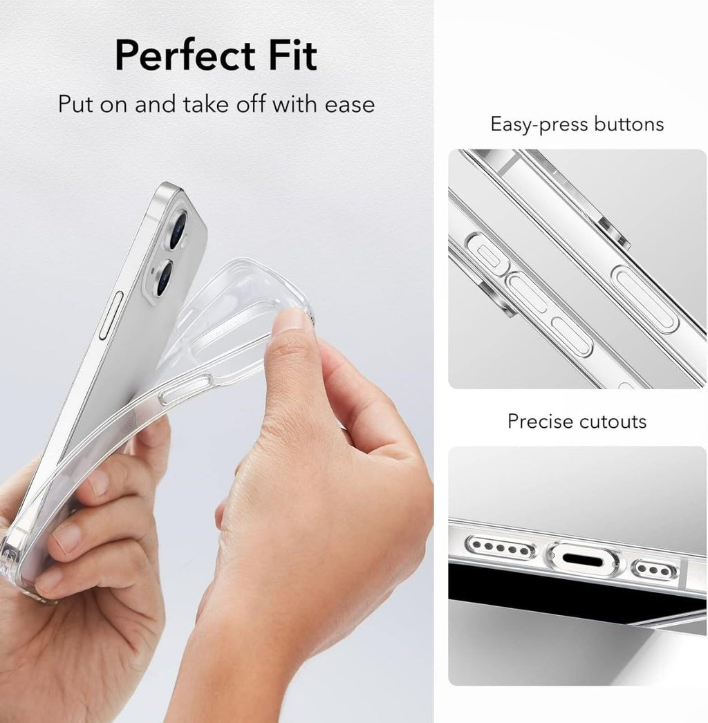Premium Imported 0.3mm Crystal Clear Totu Silicone Transparent Flexible Soft Corner Protection with TPU Slim Back Case Cover for iPhone 13 (Clear Finish)
