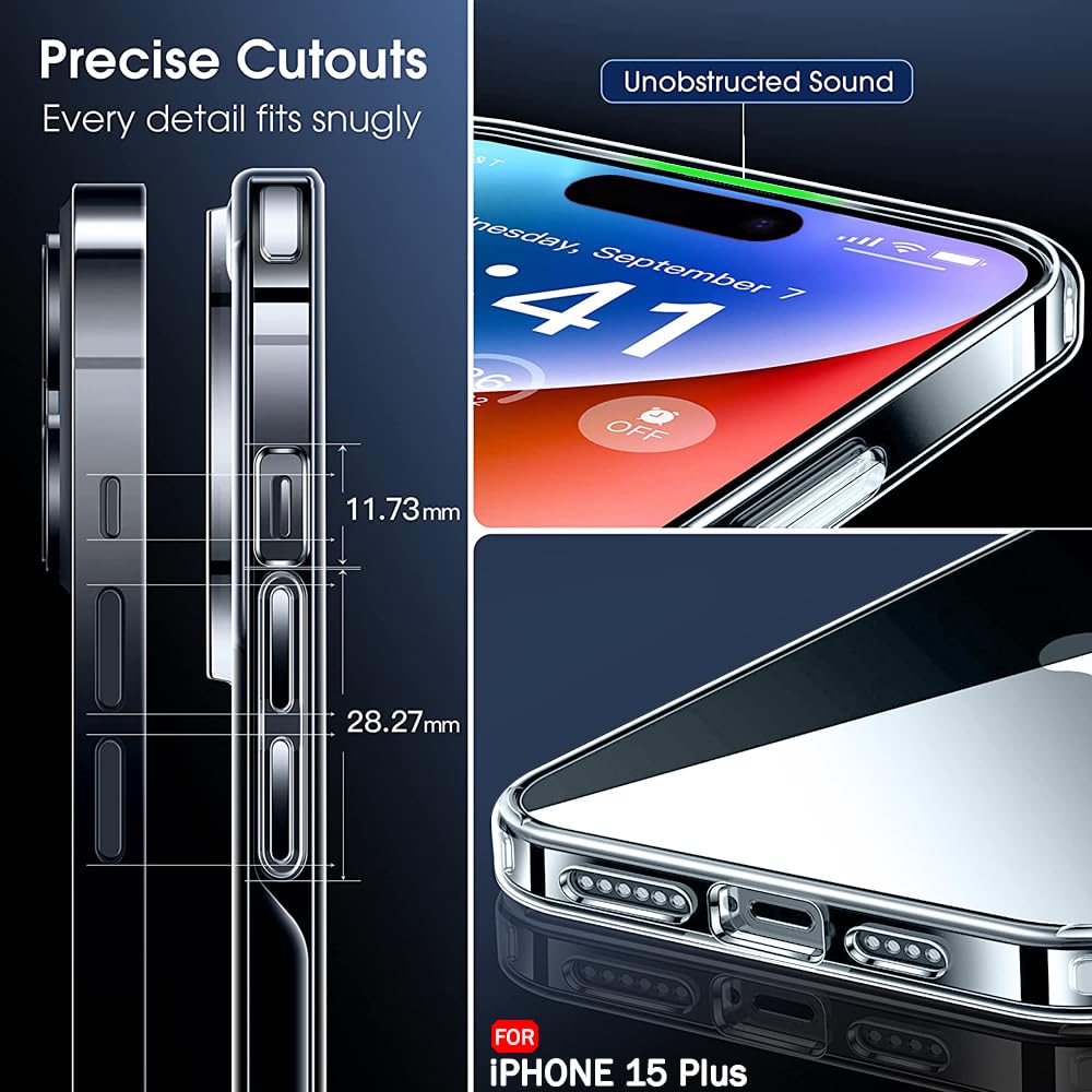 SonaNova Shockproof Soft Transparent Toto Back Cover For Apple I Phone 15 Plus (Transparent)
