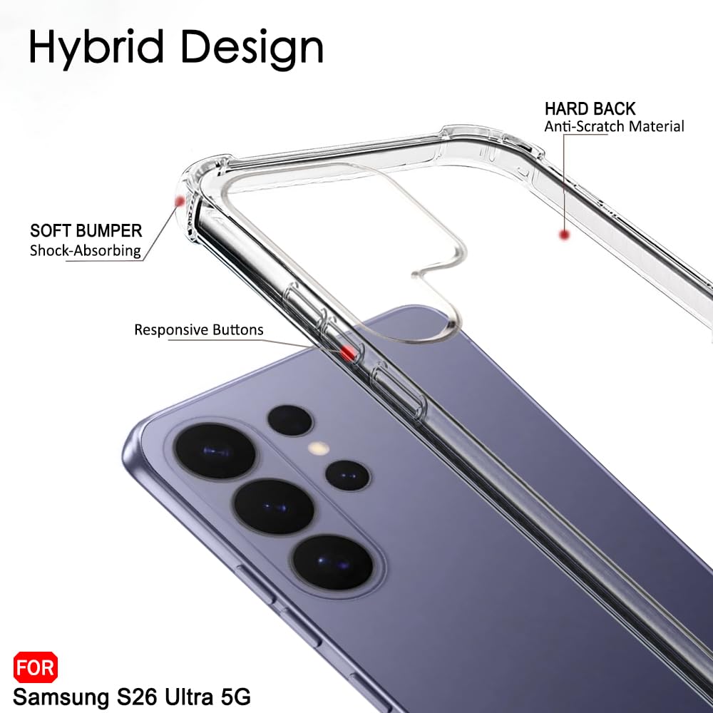 Transparent Silicon Back Cover Case for Samsung Galaxy S26 Ultra 5G