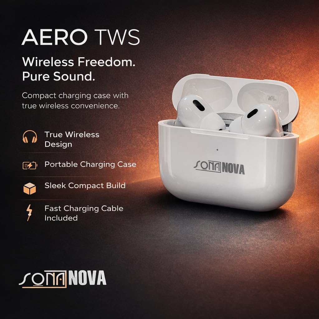 Aero TWS Wireless Earbuds, Bluetooth 5.3, 25H Playtime, Fast Charging