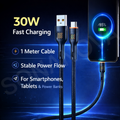 30W Fast Charging USB to Type-C Cable | High Speed Data & Power Cable for Smartphones, Tablets & Power Banks