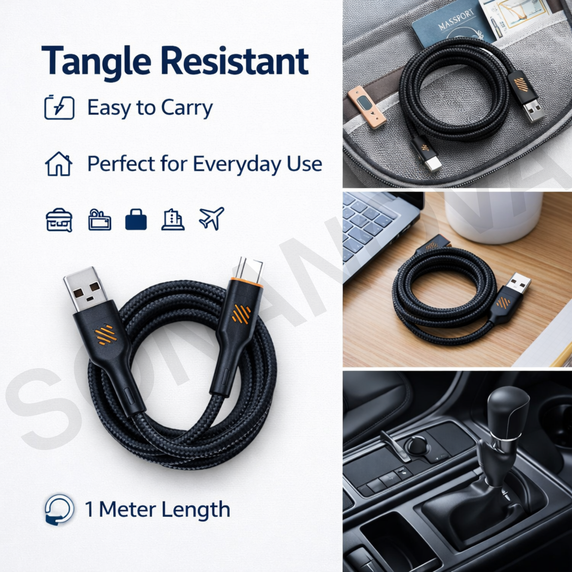 30W Fast Charging USB to Type-C Cable | High Speed Data & Power Cable for Smartphones, Tablets & Power Banks