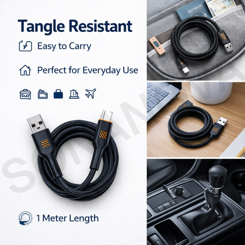 30W Fast Charging USB to Type-C Cable | High Speed Data & Power Cable for Smartphones, Tablets & Power Banks