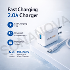 SONANOVA 2.0A Fast Charging USB Wall Charger | 110-240V Wide Voltage