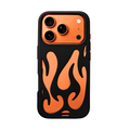 Flame Design iPhone 17 Pro Case, Premium Shockproof Protective Case, Stylish Black & Orange Fire Design