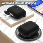 Sounce Silicone Case cover for AirPods Pro 2nd Gen 2022 Shock-Absorbing With Keychain | Black