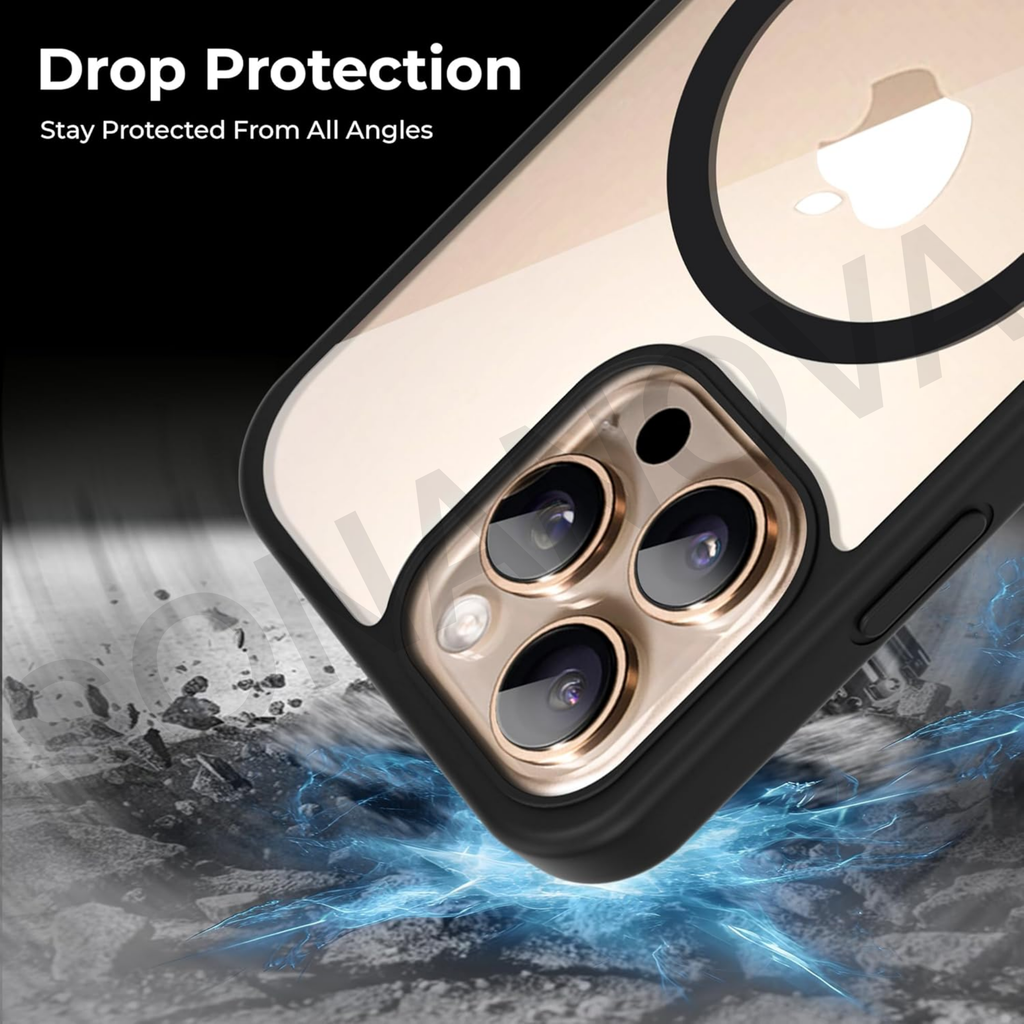 MagSafe Compatible iPhone 16 Pro Case, Clear & Gold Design, Shockproof, Slim Fit, Durable Protective Case with Wireless Charging, Anti-Scratch, Easy Grip