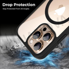 MagSafe Compatible iPhone 16 Pro Case, Clear & Gold Design, Shockproof, Slim Fit, Durable Protective Case with Wireless Charging, Anti-Scratch, Easy Grip
