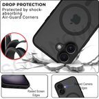 MagSafe Compatible iPhone 16 Case, Transparent & Slim Design, Shockproof, Durable, Anti-Scratch, Black Border