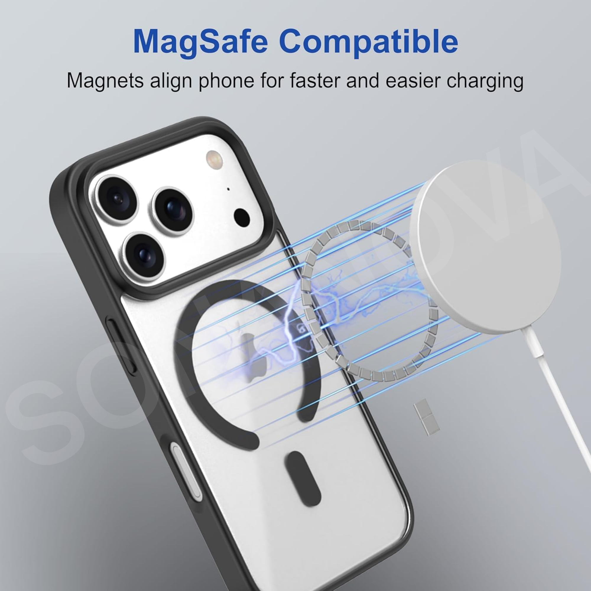 MagSafe Compatible iPhone 17 Pro Case, Clear Design with Black Border