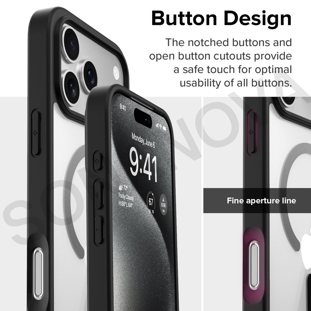 MagSafe Compatible iPhone 17 Pro Case, Clear Design with Black Border