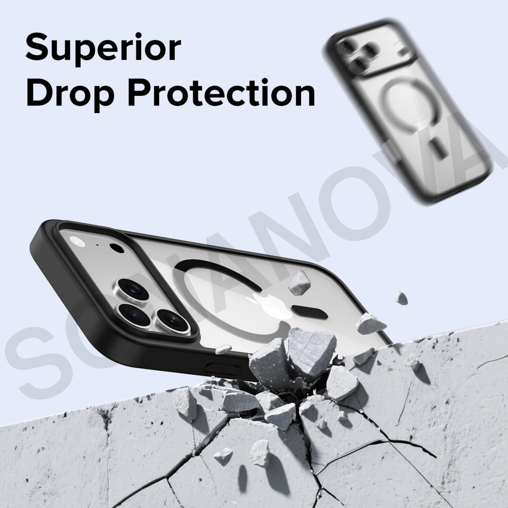 MagSafe Compatible iPhone 17 Pro Case, Clear Design with Black Border