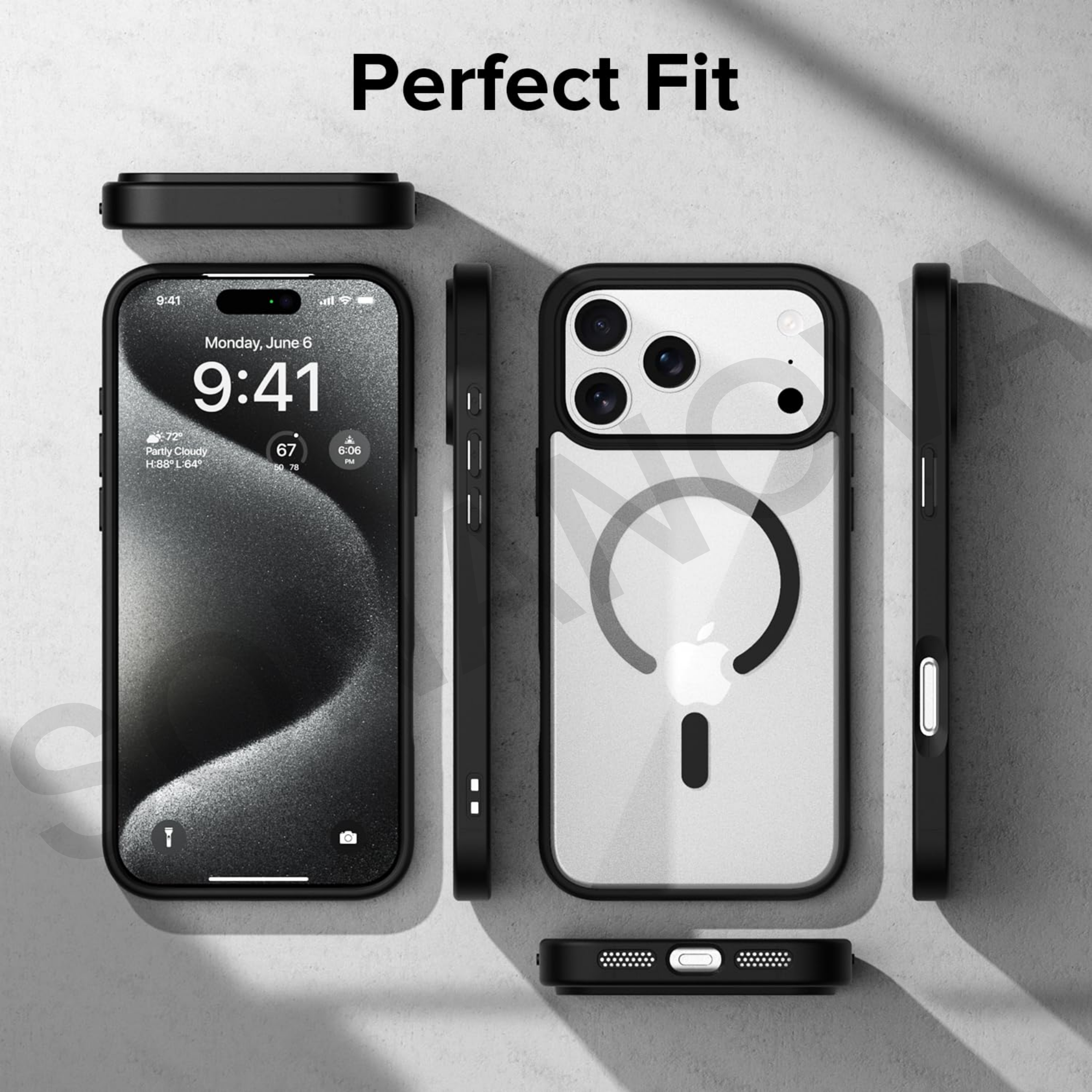 MagSafe Compatible iPhone 17 Pro Case, Clear Design with Black Border